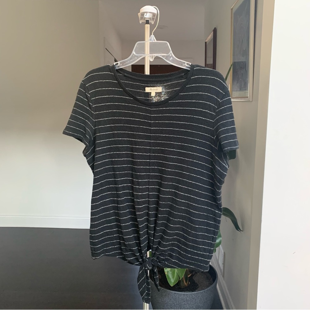 Madewell Modern Tie-Front Top in Stripe Women’s Size Medium